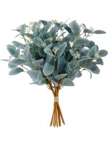 5入組人造尤加利莓枝,帶浆果葉子的假尤加利莓枝,綠色植物花卉裝飾品,適用於婚禮派對花卉佈置家居裝飾（天藍色） - 淺藍色 - 查看 1