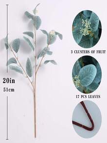 5入組人造尤加利莓枝,帶浆果葉子的假尤加利莓枝,綠色植物花卉裝飾品,適用於婚禮派對花卉佈置家居裝飾（天藍色） - 淺藍色 - 查看 2