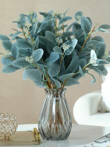 5入組人造尤加利莓枝,帶浆果葉子的假尤加利莓枝,綠色植物花卉裝飾品,適用於婚禮派對花卉佈置家居裝飾（天藍色） - 淺藍色 - 查看 5