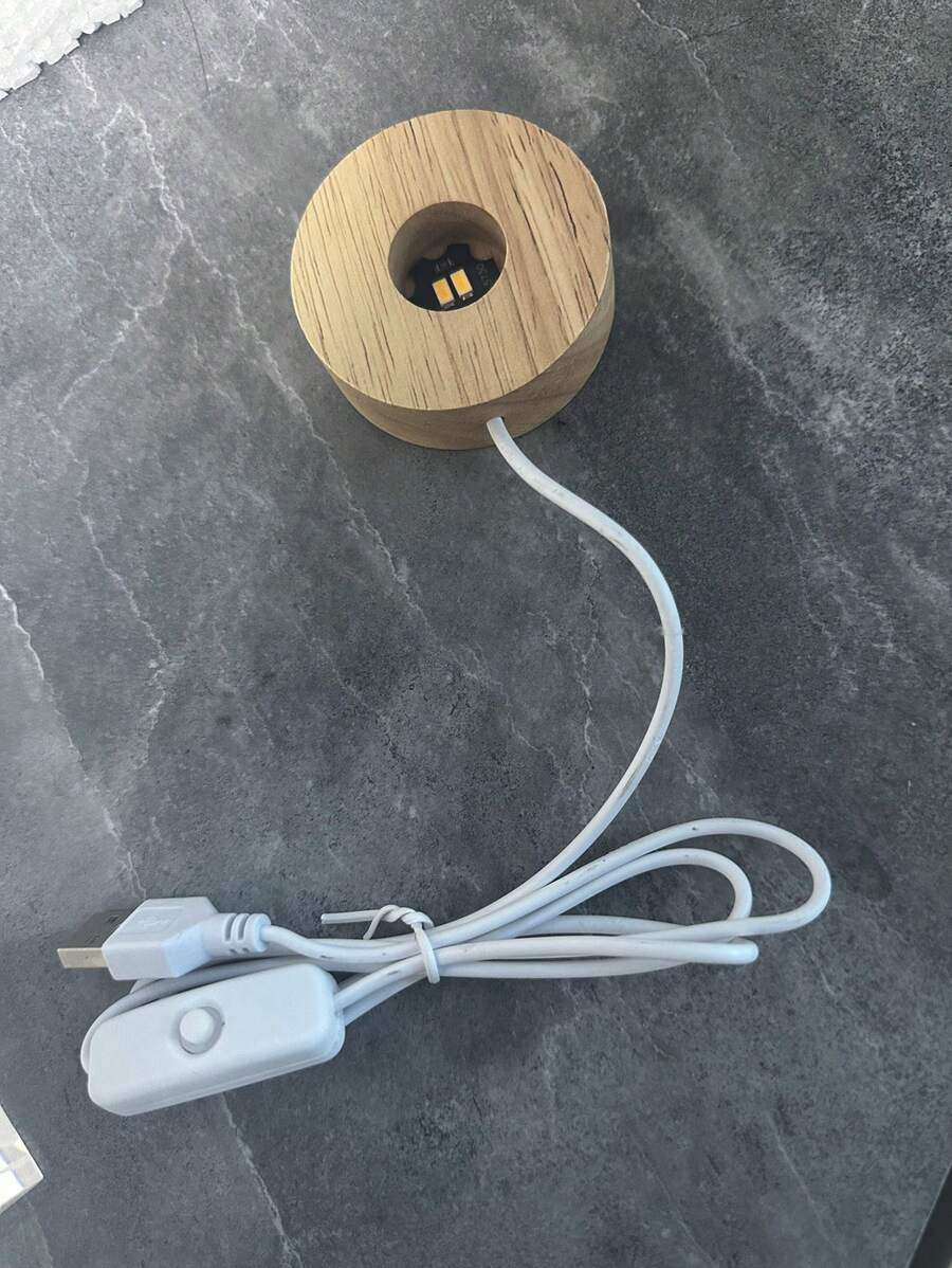 Crystal Ball Lamp Base, Wooden Lamp Base - Yellow - View 1