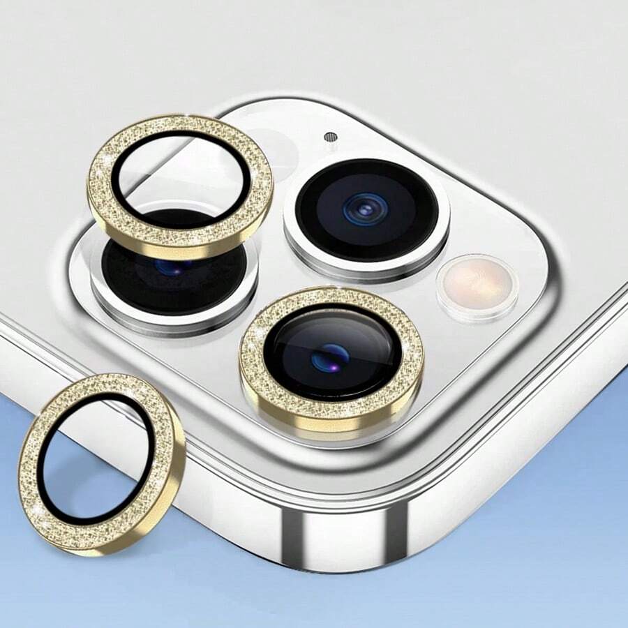 1套時尚金粉塗層鏡片保護殼，適用於 iPhone 11/11 Pro/11 Pro Max/Iphone 12 Mini/12/12 Pro/12 Pro Max/13 Mini/13/13 Pro/13 Pro Max/Iphone 14/14 Pro/14 Plus/14 Pro Max/Iphone 15/15 Pro/15 Plus/15 Pro Max - 金色 - 查看 1