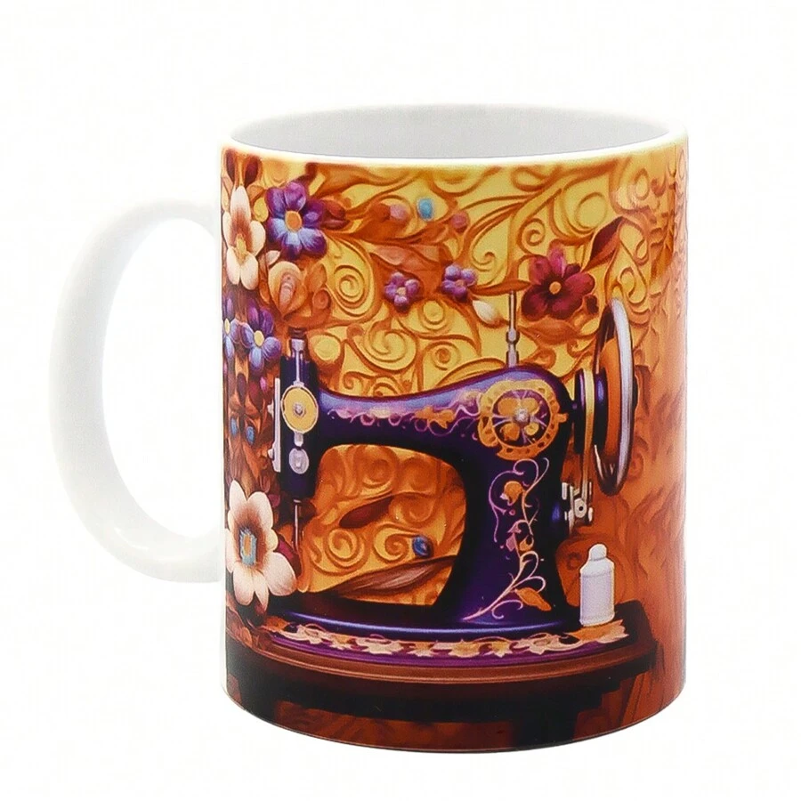 Mumutan 3d縫紉杯 - 3d縫紉彩繪杯,手工愛好者縫紉機咖啡杯,創意空間設計3d拼布陶瓷杯,是喜歡縫紉的人的酷炫禮物 (a) - Sewing Mug-d - 查看 1