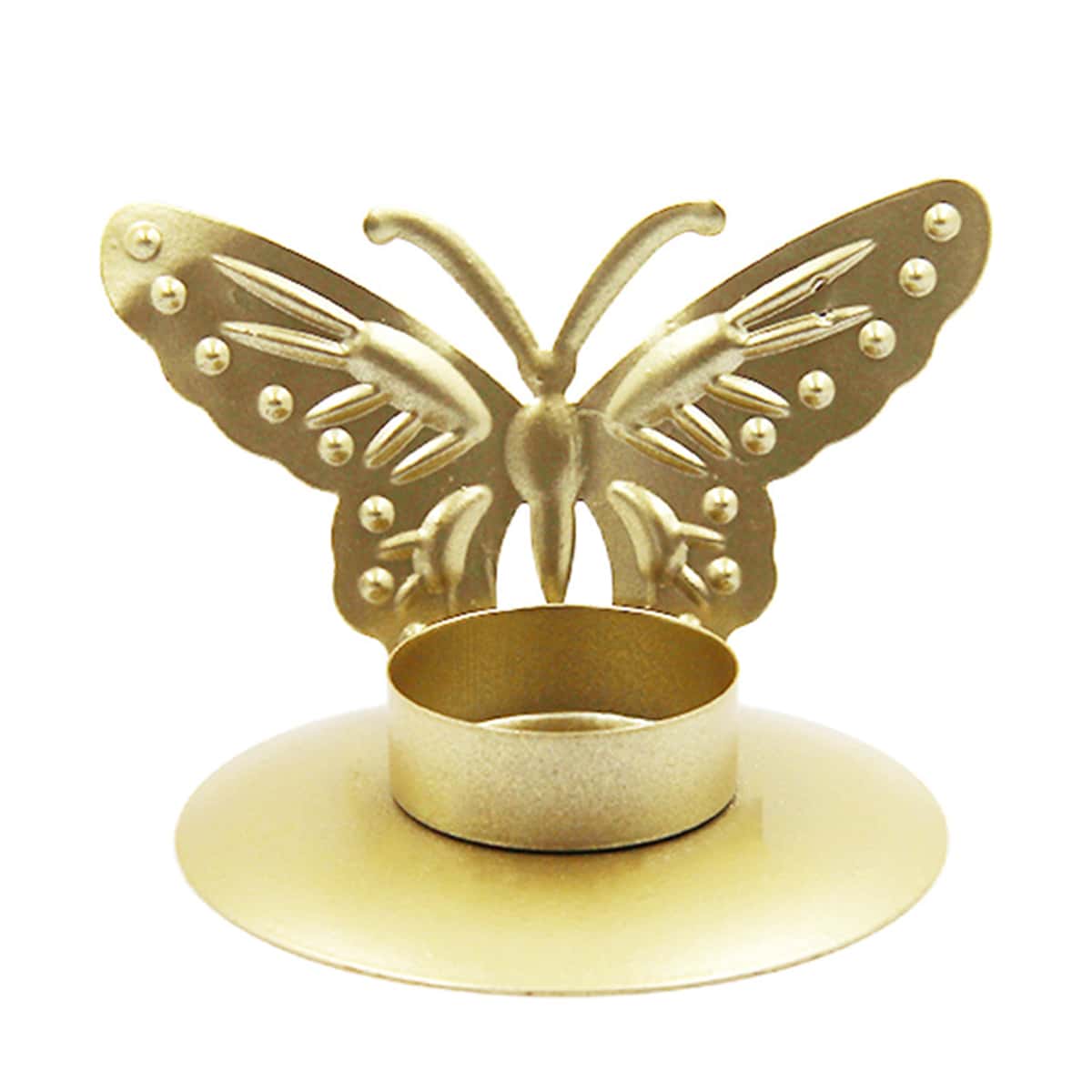 1pc Golden Creative Iron Art Butterfly Design Candlestick With Romantic Candle Cup For Table Decoration - Gold - View 1