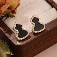 1 對經典葫蘆形耳環,鍍金銅,女士配飾,適合約會和派對,禮物 - 彩色 - 查看 7