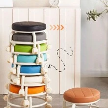 1pc Small Stool For Home With Wheels And Double-Layered Stand, Comfortable And Quiet, Ideal For Children And Adults Using As Step Stool Or Bathroom Chair - Multicolor - View 1