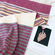 1條200*65cm新款時尚印花圍巾中性加厚經典保暖披肩,豪華、尺寸非常大,可用作披肩、圍巾或手帕,酷彩/黃色/酒紅/灰色/淺藍/粉紅/米色長方形圍巾 - 酒紅色 - 查看 2