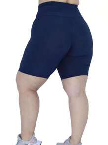 Plus Size Sports Shorts - 藍色 - 查看 2
