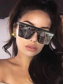 Fashionable Oversized Connected Fashion Glasses Women Unisex Fashion Glasses, Outdoor Glasses Beach Accessories For Women Glasses Shades - Silver - View 1