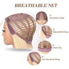 Blonde 613 4x1 Lace Part Middle Part Long Straight  Synthetic Chemical Fiber Wig High Density Suitable For 's Cheap Top Quality Silky Daily Wear On Holidays Christmas Natural Looking Stylish Wigs - Gold - View 8