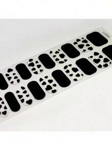 1盒20入uv凝膠貼紙,帶有3d紅心,黑白奶牛圖案設計,半固化指甲藝術貼紙套裝,包括1個指甲文件 - 彩色 - 查看 3