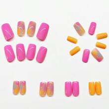 Upgrade Your Look! 24pcs/Set European Style Square Cartoon Line Classic And All-Match Gentle Nail Art Kit For Women And Girls Y2k - Multicolor - View 4