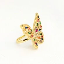 1只時尚大蝴蝶戒指,微鑲立方氧化鋯 - 彩色 - 查看 1