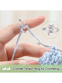 3pcs Women's Crochet Hooks Ring For Adjustable Tension & Finger Not Hurt While Knitting