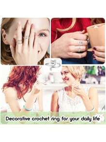 3pcs Women's Crochet Hooks Ring For Adjustable Tension & Finger Not Hurt While Knitting