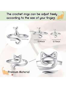 3pcs Women's Crochet Hooks Ring For Adjustable Tension & Finger Not Hurt While Knitting