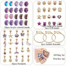 1Set Charm Bracelet Making Kit - Girls DIY Beaded Jewelry Making Kit, Unicorn Gifts Toys Crafts For Girls Birthday Gift, Christmas, New Year Birthday Gift Rainbow Set - Multicolor - View 7