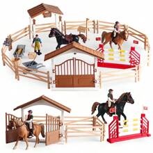 Simulation Farm Ranch Toy Stable Doll Toy Riding Club Rider Stable Fence Riding Doll Party Gifts To Friends Christmas Thanksgiving Spring Festival Gifts To People - Apricot - View 2
