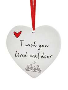 1個情人節心形吊墜“我希望你住在隔壁”彩色透明贈禮,個性化家居裝飾飾品,掛飾桃心裝飾 - 彩色 - 查看 5