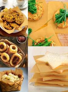 100 pezzi di carta pergamena in  con rivestimento antiaderente per cottura a vapore, cucina e pasticceria; carta oleo-resistente per il wrapping del panino, fodere per airfryer da cucina