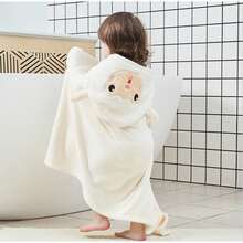 1入組海灘柔軟連帽毛巾包裹，兒童超柔軟海灘毛巾 - 白色 - 查看 6