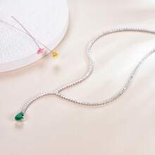 1入S925純銀豪華時尚精美優雅高級合成綠寶石裝飾的頸鍊，配有復古藝術風格，適用於婚禮、紀念日、情人節和其他場合，也是理想的禮物選擇，附贈禮盒包裝。 - 白色 - 查看 4