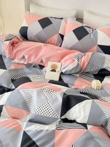 3pcs Modern Geometric Pattern Bedding Set, Includes 1 Comforter Cover And 2 Pillowcases