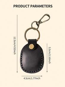 Airtags追蹤器專用皮革保護套,適用於鑰匙圈、門禁卡等 - 黑色 - 查看 6