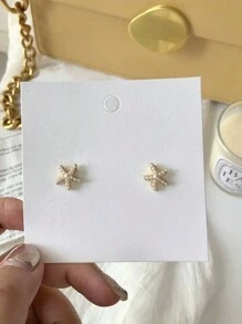 1pair Women's Fashionable Korean Style Pearl & Starfish Ear Clip For Sweet And Cute Look - Multicolor - View 3
