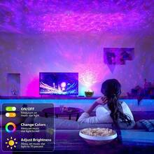 1個星形投影燈帶7種顏色模式和遙控器,可播放音樂的led迷你星形燈,多功能極地投影夜燈,適合卧室氛圍 - 星空海洋燈光(可播放音樂) - 查看 5