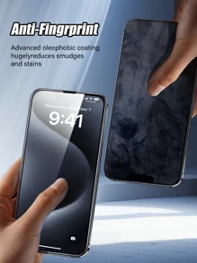 2pcs Compatible With Apple IPhone: 1pc High Definition & 1pc Anti-Spy Tempered Glass Screen Protectors, Smooth Edge, Not Easy To Break, Compatible With IPhone 11/12/13/14 Pro Max/15 Pro Max - Black - View 4