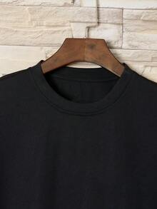 Men's Vintage Checkered Print Fashionable Round Neck Casual Loose Short Sleeve Outdoor T-Shirt - Black - View 4