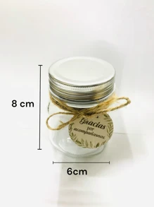 Frascos de Vidrio de Agradecimiento,PAQUETES DE 3,6 Y 12 PZS. Frasco de vidrio transparente, con tapa de rosca plateada, tarjeta de Agradecimiento y lazo decorativo , Frasco de Recuerdos, Frascos para Dulces, chocolates. Frascos para Regalar, Souvenir..