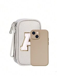 1 stuk Mode Eenvoud Effen kleur Tekst Handdoek Geborduurd Nylon stof Heren En Vrouwen Universeel Digitaal Opslag van tassen Tas Geschikt Voor Dagelijks Geschikt Voor Thuis Opslag Geschikt Voor Reizen Kabelorganizer Opladers Hoesjes Voor Business , Reis , School , Hogeschool , Kantoor