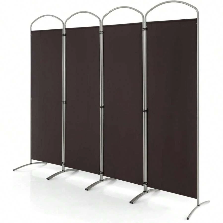 Foldable Room Divider, 188 Cm Privacy Screen With Metal Frame, Partition Wall Privacy Screen For Living Room, Bedroom, Office