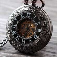 Fashionable Black Mechanical Pocket Watch - Black - View 5