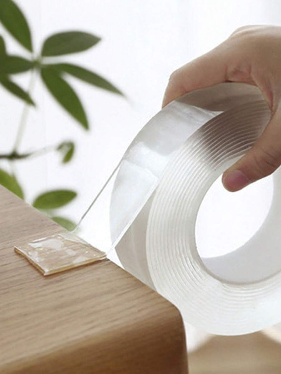 1入組透明膠片納米雙面膠帶,高黏度防水丙烯酸雙面粘鉤,無痕粘貼 - 白色 - 查看 1
