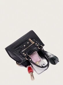 VANESSAMAY&DKMG 1pc Crocodile Pattern Women Handbag/Shoulder Bag, Suitable For Mother Day, Holidays, Business, Commute, Office, Daily Use And Gift Giving