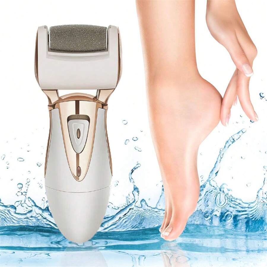 1入組防水修腳器,女性足部護理,可充電的電動足部清潔器、電子足部清潔器、用於龜裂後跟和厚皮膚的足部護理設備,金色足部護理工具 - 金色 - 查看 1