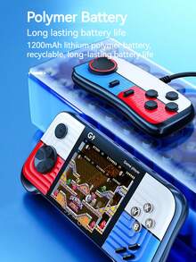 1pc Handheld Game Console, New 3 Inch Color Screen Rechargeable Game Player, Retro Classic 666 Old School Games, Two Players Interactive Gift - Blue Red - View 10