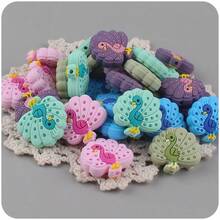 1入最新藝術和手工製作的動物孔雀形矽膠珠,創意卡通diy兒童配件,矽膠多彩珠用於製作手工珠寶 - 粉色 - 查看 6