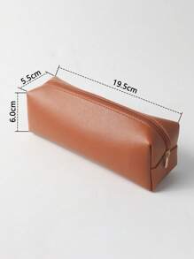 大容量pu皮筆袋,適合學生收納文具和化妝品 - 灰色 - 查看 9