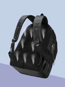 1pc Unisex Solid Color Large Capacity Polyester Adjustable Strap Zipper Closure Simple & Fashionable Backpack, Perfect For School/Travel/Picnic - Green - View 6