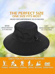 男女適用1PC防水寬邊漁夫帽，可折疊遮陽帽，適用於釣魚、遠足、園藝、野生動物觀察、沙灘等，繩帽款式 - 深灰色 - 查看 3