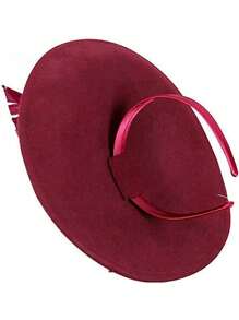 HIMESPORT 酒红色黑色皇家蓝羊毛毡女士礼帽，适合教堂婚礼、新娘正式场合、鸡尾酒会、茶会等，带蝴蝶结和羽毛装饰。 - 彩色 - 查看 7