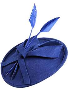 HIMESPORT 酒红色黑色皇家蓝羊毛毡女士礼帽，适合教堂婚礼、新娘正式场合、鸡尾酒会、茶会等，带蝴蝶结和羽毛装饰。 - 彩色 - 查看 10