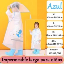 Poncho Impermeable Capa Lluvia Niño Colegio Kinder Escuela - Azul - Ver 6