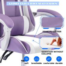 DYHOME Gaming Chair Racing Chair Ergonomic Office Chair PC Gaming Armchair High Backrest, Purple White - 紫色 - 查看 3