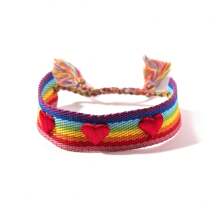 1條戀人手織心形手環,可調節流蘇繩腕帶,魅力情侶珠寶禮物 - 卡其色 - 查看 5