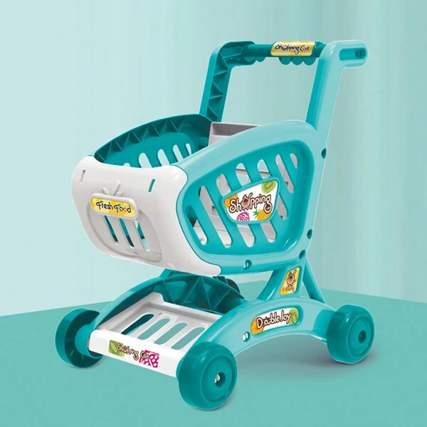 Kids' Play Pretend Supermarket Shopping Cart, Baby Push Cart Toy, Boys