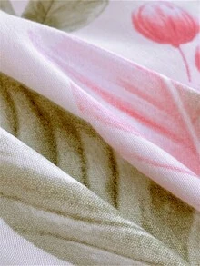 4pcs Floral Pattern Bedding Set, Including 1 Duvet Cover, 1 Flat Sheet, And 2 Pillowcases, Not Including Pillow Core, Modern Bedroom Linens - Multicolor - View 5